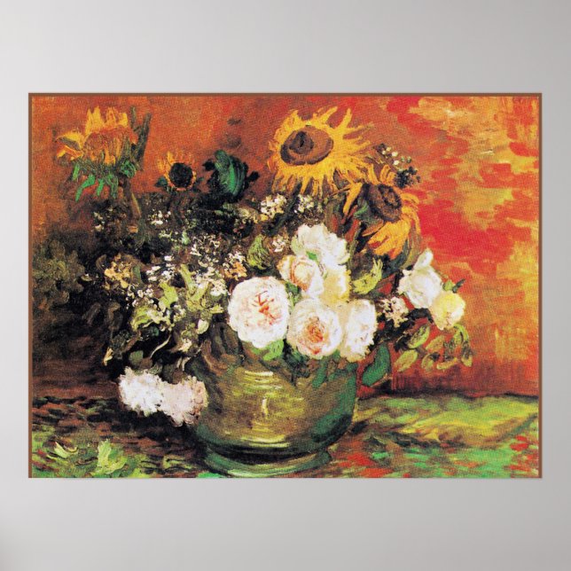 Van Gogh - Bowl with Sunflowers, Roses... Poster (Front)