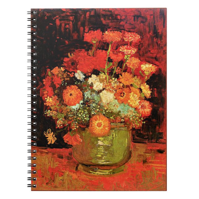 Van Gogh - Bowl with Zinnias, famous painting Notebook (Front)