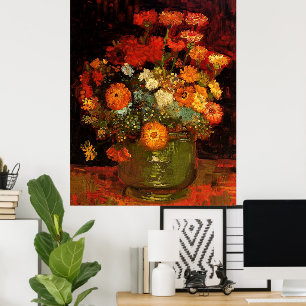 Van Gogh - Bowl with Zinnias Poster