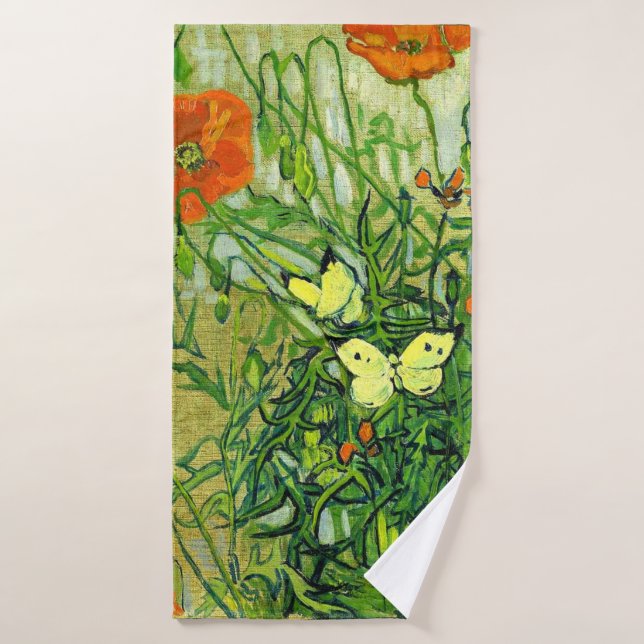 Van Gogh - Butterflies and Poppies Bath Towel Set (Bath Towel)