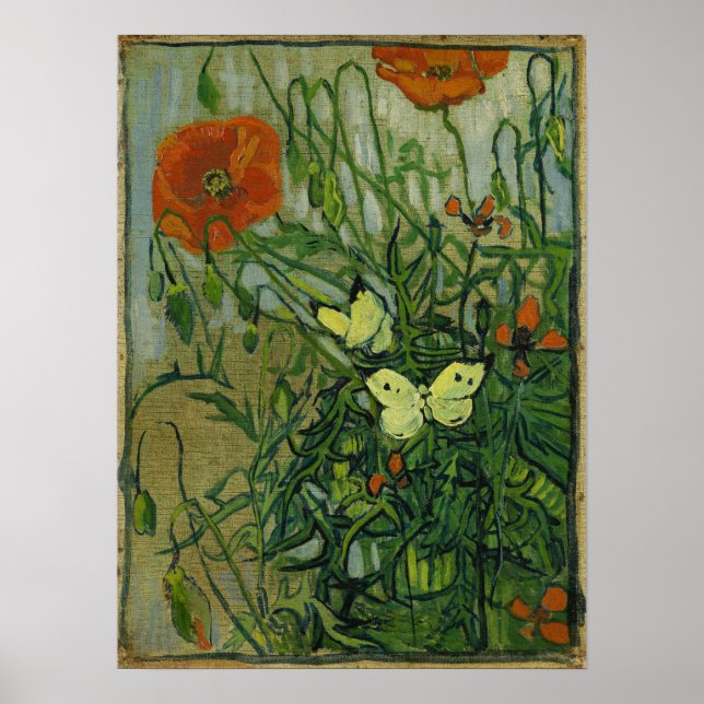 Van Gogh - Butterflies And Poppies Poster (Front)