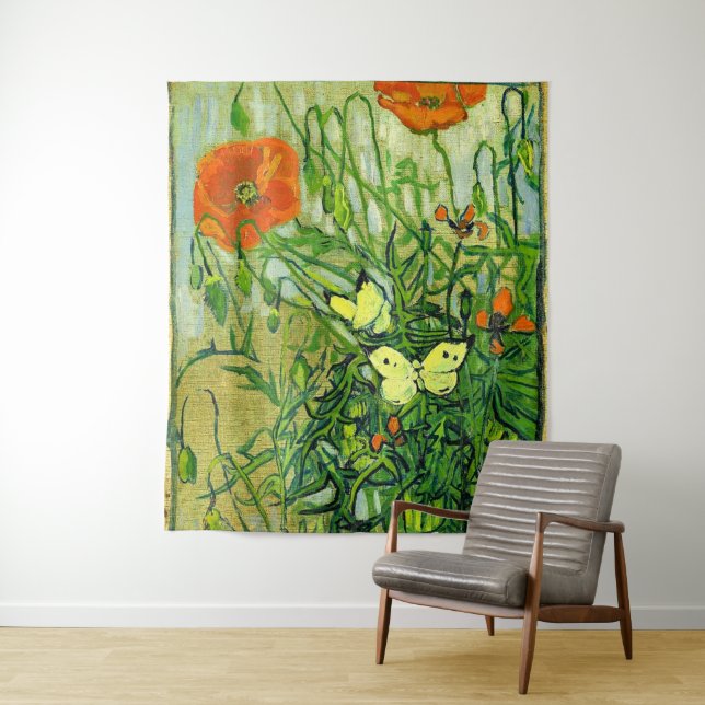 Van Gogh - Butterflies and Poppies Tapestry (In Situ)