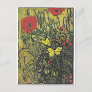 Van Gogh Butterfly Poppies Flowers Peace Destiny Postcard