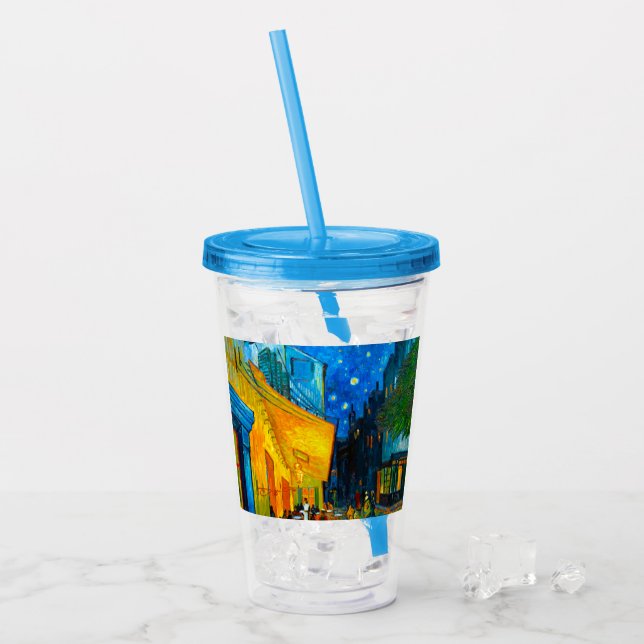 Van Gogh Café Terrace at Night Acrylic Tumbler (Front Ice)