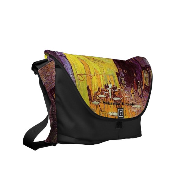 Van Gogh Cafe Terrace at Night Fine Art Messenger Messenger Bag (Front Left)