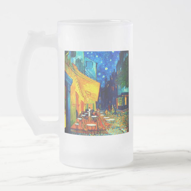 Van Gogh Café Terrace at Night Frosted Glass Beer Mug (Left)