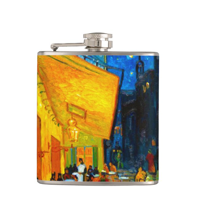 Van Gogh Café Terrace at Night Hip Flask (Front)