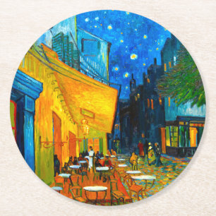 Van Gogh Café Terrace at Night Round Paper Coaster