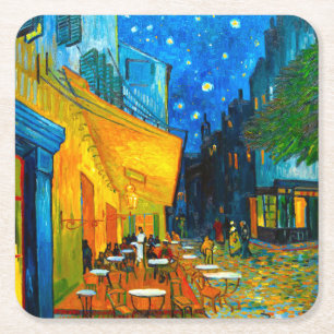 Van Gogh Café Terrace at Night Square Paper Coaster