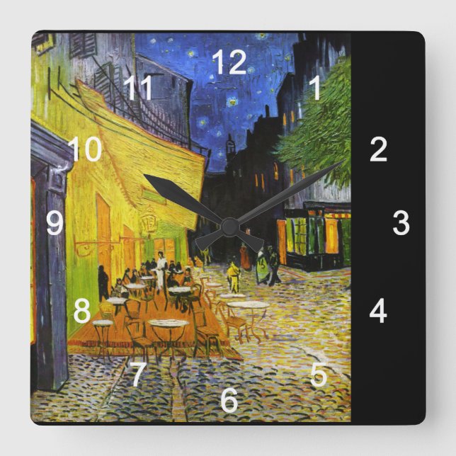 Van Gogh , “Cafe Terrace at Night” Square Wall Clock (Front)