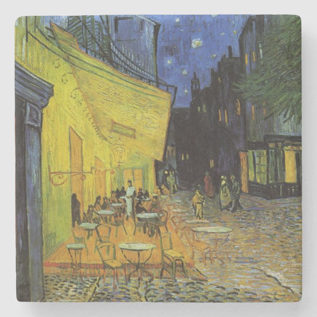 Van Gogh; Cafe Terrace at Night Stone Coaster (Front)