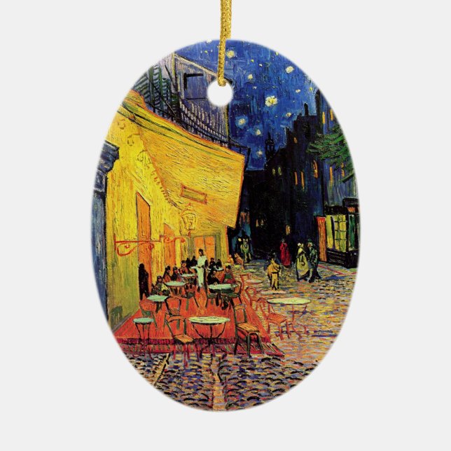 Van Gogh Cafe Terrace (F467)  Fine Art Ceramic Tree Decoration (Front)