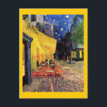 Van Gogh Cafe Terrace (F467)  Fine Art Postcard<br><div class="desc">The Cafe Terrace Place du Forum, Vincent van Gogh, Arles September 1888. The painting is currently at the Kröller-Müller Museum in Otterlo, Netherlands. Vincent Willem van Gogh (30 March 1853 – 29 July 1890) was a Dutch Post-Impressionist artist. Some of his paintings are now among the world's best known, most...</div>