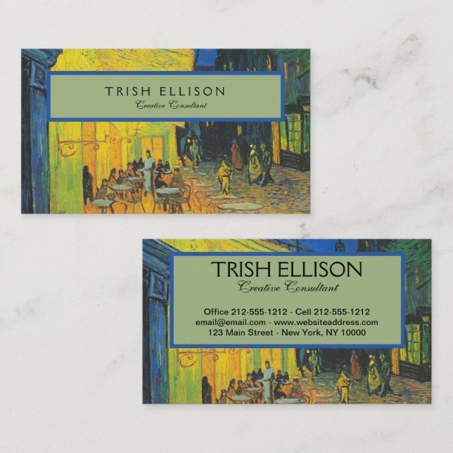 Van Gogh Cafe Terrace French Street Scene Business Card (Front/Back)