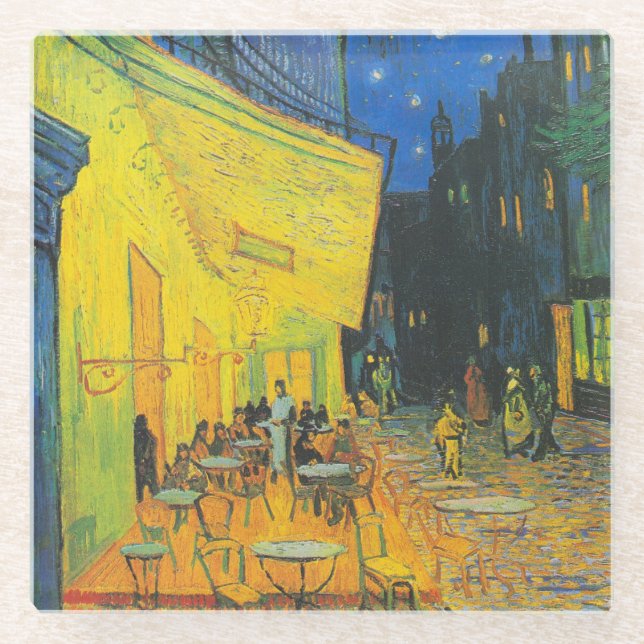 Van Gogh Cafe Terrace French Street Scene Glass Coaster (Front)