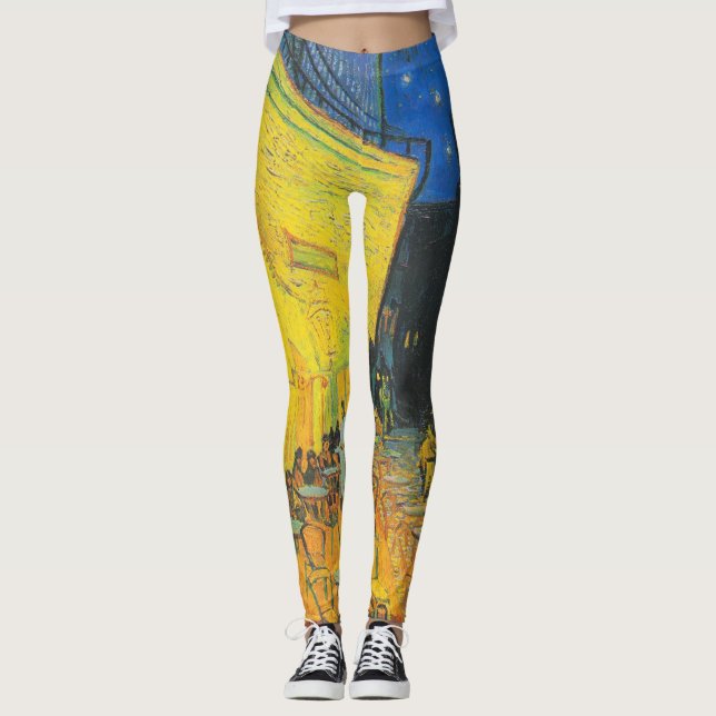 Van Gogh Cafe Terrace French Street Scene Leggings (Front)