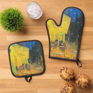 Van Gogh Cafe Terrace French Street Scene Oven Mitt & Pot Holder Set