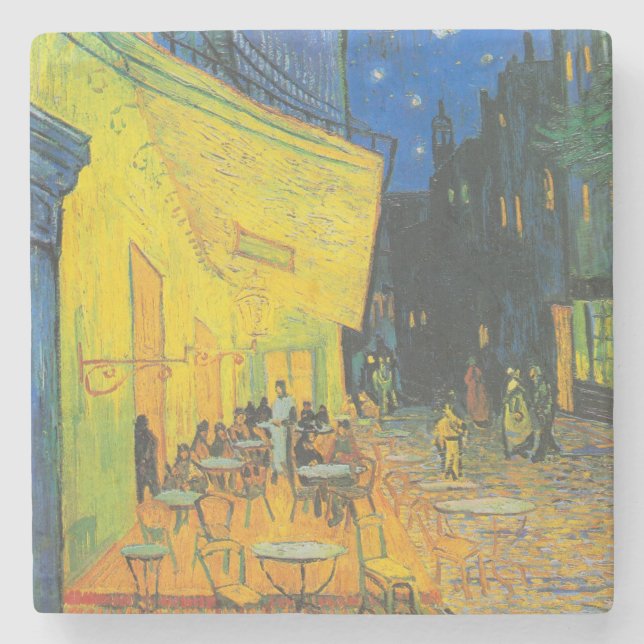 Van Gogh Cafe Terrace French Street Scene Stone Coaster (Front)