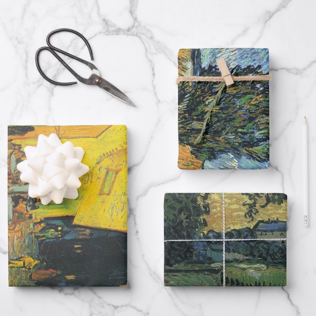 Van Gogh Cafe Terrace French Street Scene Wrapping Paper Sheet (Front)