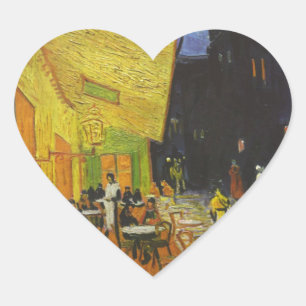 Van Gogh Cafe Terrace Post-Impressionist Heart Sticker