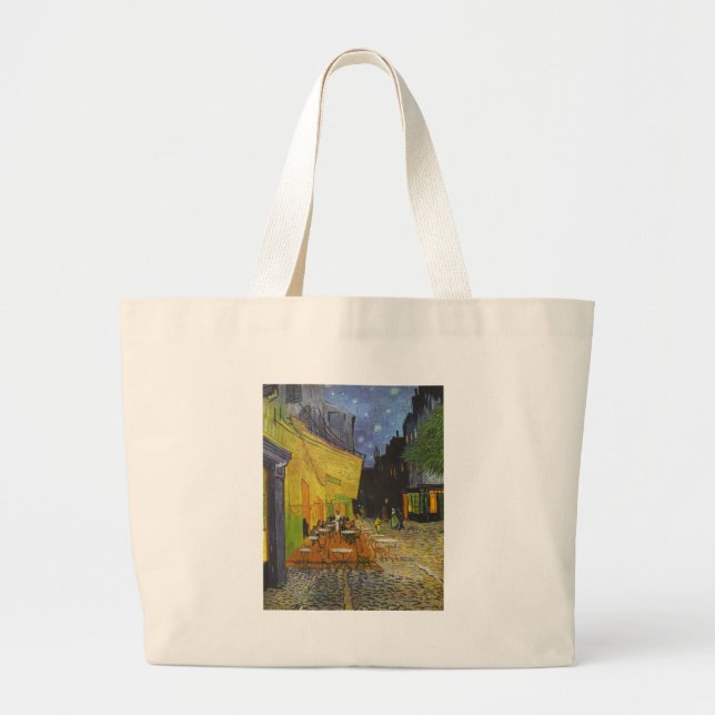 Van Gogh Cafe Terrace Post-Impressionist Large Tote Bag (Front)