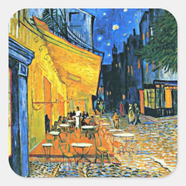 Van Gogh - Cafe Terrace Square Sticker (Front)