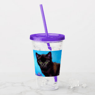 Van Gogh Cat and Flowers Acrylic Tumbler