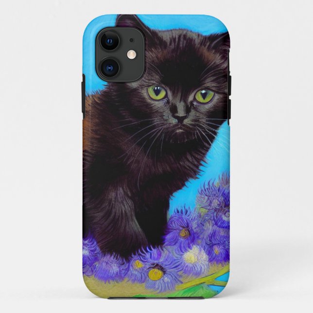 Van Gogh Cat and Flowers Case-Mate iPhone Case (Back)