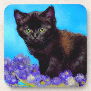 Van Gogh Cat and Flowers Coaster