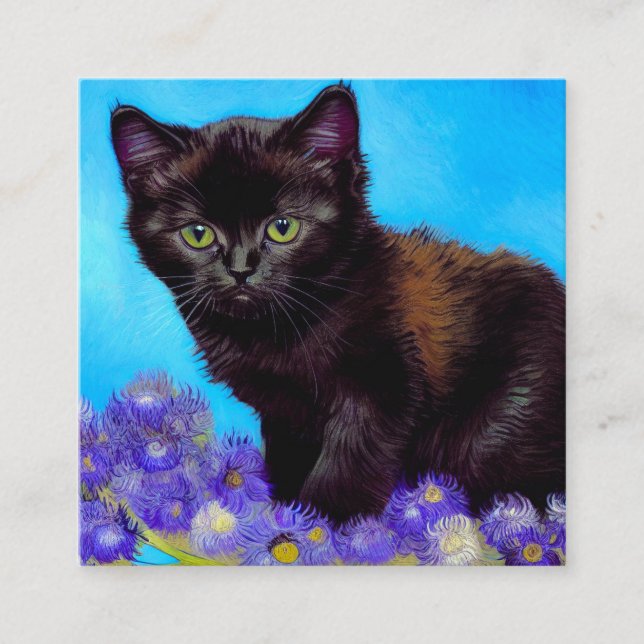 Van Gogh Cat and Flowers Enclosure Card (Front)