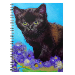 Van Gogh Cat and Flowers Notebook