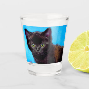 Van Gogh Cat and Flowers Shot Glass