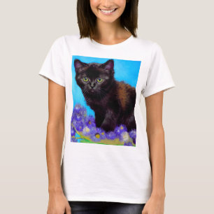 Van Gogh Cat and Flowers T-Shirt