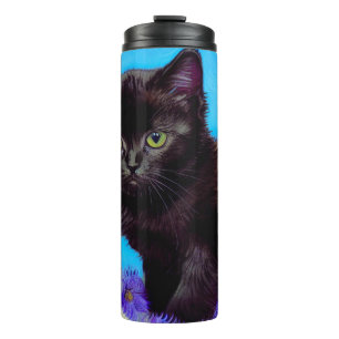 Van Gogh Cat and Flowers Thermal Tumbler