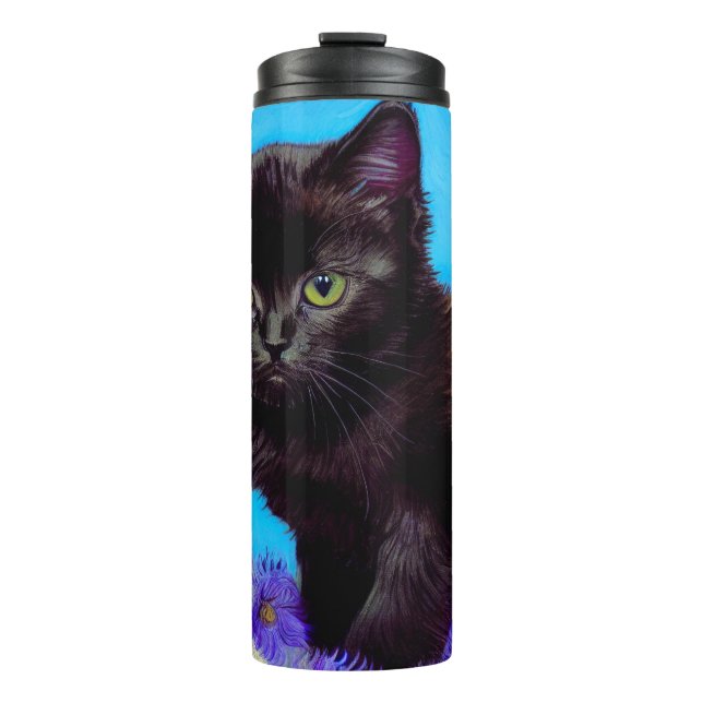 Van Gogh Cat and Flowers Thermal Tumbler (Front)