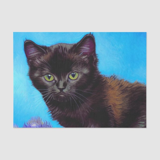 Van Gogh Cat and Flowers Tissue Paper (Front)