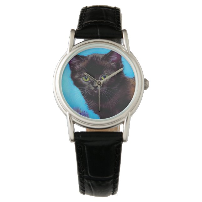 Van Gogh Cat and Flowers Watch (Front)