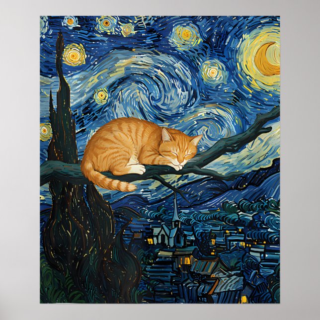 van Gogh Cat Art Poster (Front)