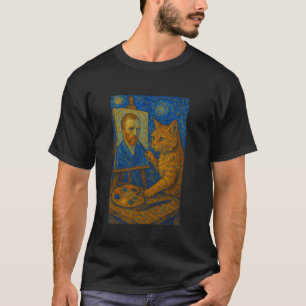 Van Gogh Cat Painting Funny Artistic Cat Lover Sta T-Shirt