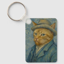 Van Gogh Cat Self Portrait Vintage Art Parody