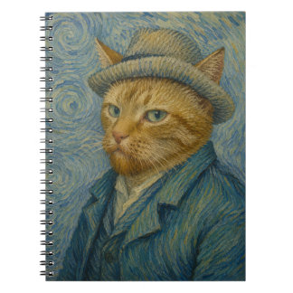 Van Gogh Cat Self Portrait Vintage Art Parody Notebook