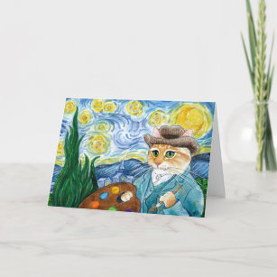 Van Gogh Cat, Starry Night spoof Card