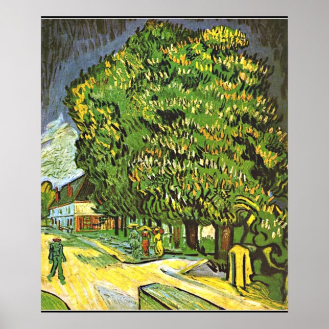 Van Gogh - Chestnut Trees in Bloom, 1890 painting Poster (Front)