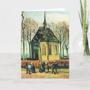 Van Gogh - Congregation leaving Reformed Church Card