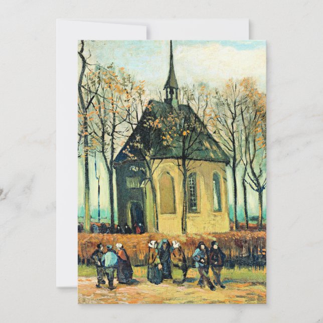 Van Gogh - Congregation leaving Reformed Church Card (Front)