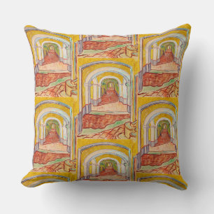 Van Gogh Corridor Asylum Yellow Impressionist Art Cushion