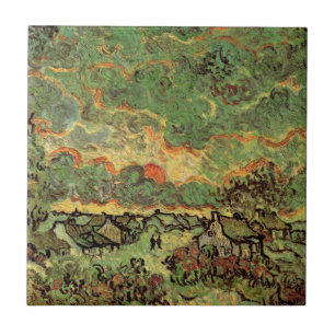 Van Gogh Cottages Cypresses Reminiscence of North Tile