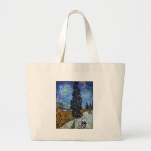 Van Gogh- Country Road in Provence by Night Large Tote Bag