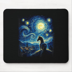 Van Gogh Cowgirl Horse Starry Funny Night Horses L Mouse Mat