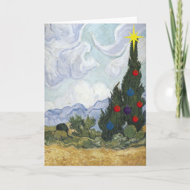 Van Gogh  Cypress Artist Christmas Card (Front)